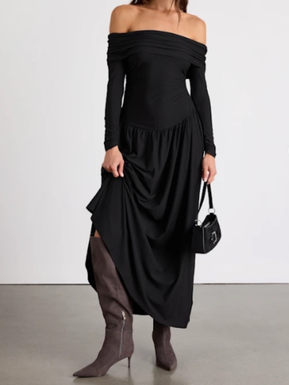 Lulu's Chic Sexy Casual Ribbed Stretch Long Sleeve Warm Cozy Sweater Midi Dress